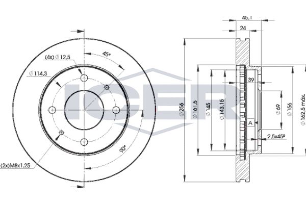 Stabdžių diskas ICER 78BD7639-2