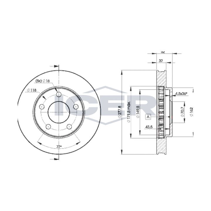 Stabdžių diskas ICER 78BD9057-2