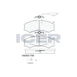 Stabdžių trinkelių rinkinys, diskinis stabdys ICER 140403-700