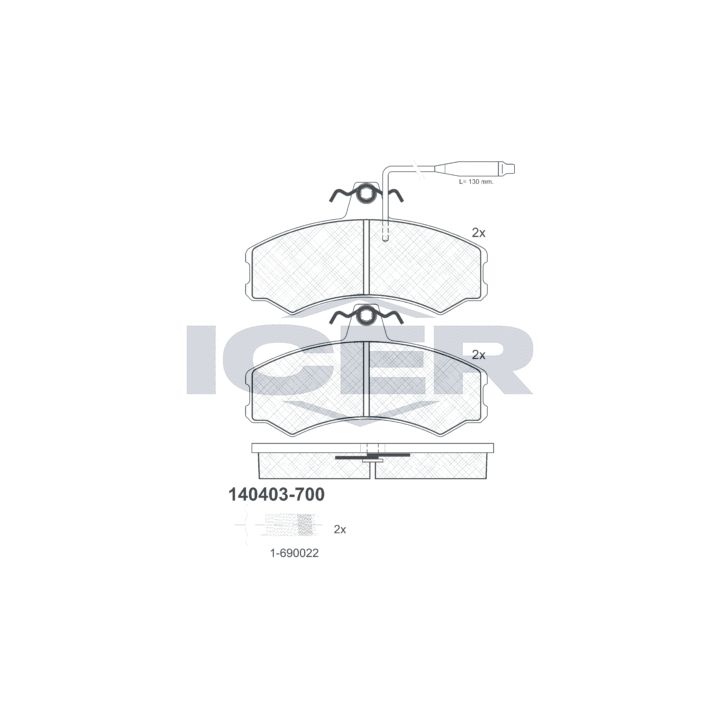 Stabdžių trinkelių rinkinys, diskinis stabdys ICER 140403-700