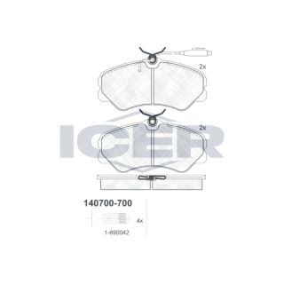 Stabdžių trinkelių rinkinys, diskinis stabdys ICER 140700-700