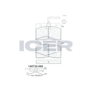 Stabdžių trinkelių rinkinys, diskinis stabdys ICER 140730-066