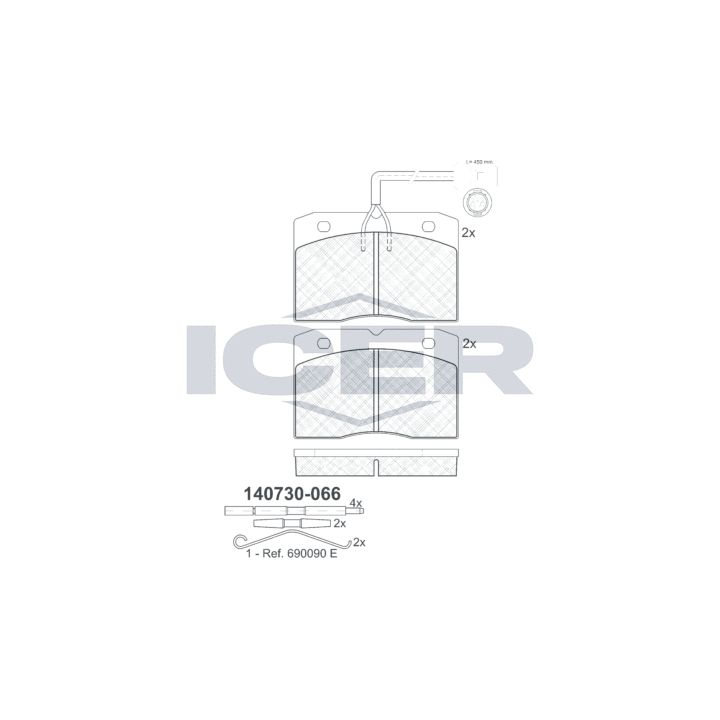 Stabdžių trinkelių rinkinys, diskinis stabdys ICER 140730-066