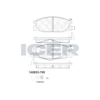 Stabdžių trinkelių rinkinys, diskinis stabdys ICER 140853-700
