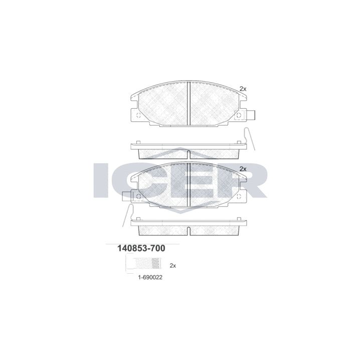 Stabdžių trinkelių rinkinys, diskinis stabdys ICER 140853-700