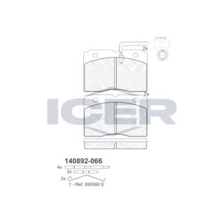 Stabdžių trinkelių rinkinys, diskinis stabdys ICER 140892-066