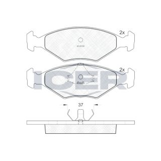 Stabdžių trinkelių rinkinys, diskinis stabdys ICER 140926