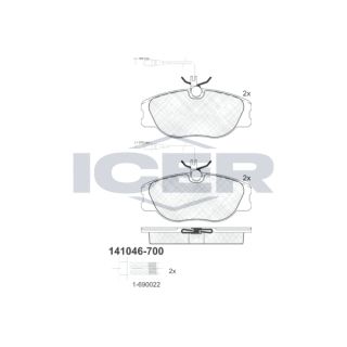 Stabdžių trinkelių rinkinys, diskinis stabdys ICER 141046-700