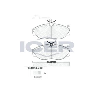 Stabdžių trinkelių rinkinys, diskinis stabdys ICER 141053-700
