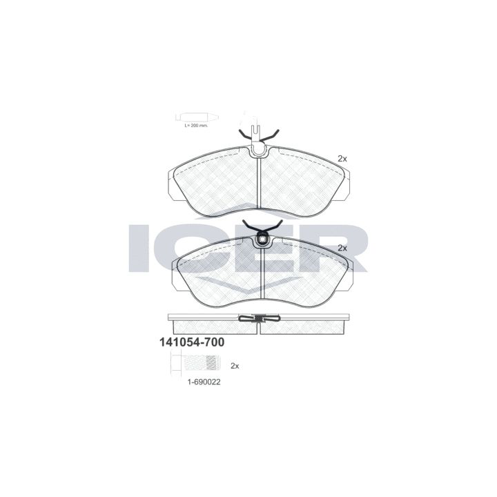 Stabdžių trinkelių rinkinys, diskinis stabdys ICER 141054-700