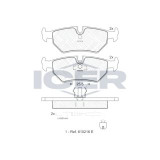 Stabdžių trinkelių rinkinys, diskinis stabdys ICER 141087