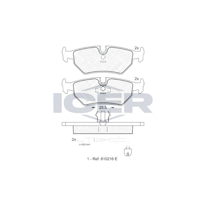 Stabdžių trinkelių rinkinys, diskinis stabdys ICER 141087