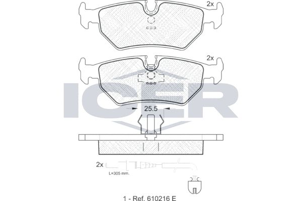 Stabdžių trinkelių rinkinys, diskinis stabdys ICER 141087