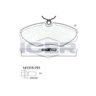 Stabdžių trinkelių rinkinys, diskinis stabdys ICER 141315-701