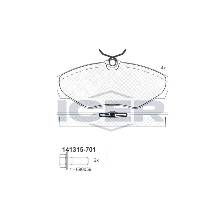 Stabdžių trinkelių rinkinys, diskinis stabdys ICER 141315-701