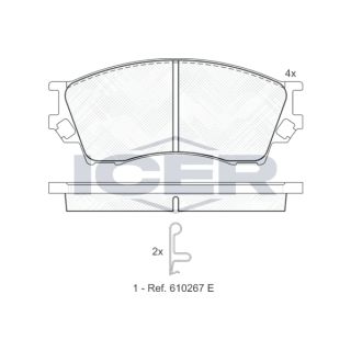 Stabdžių trinkelių rinkinys, diskinis stabdys ICER 141337