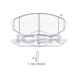 Stabdžių trinkelių rinkinys, diskinis stabdys ICER 141345