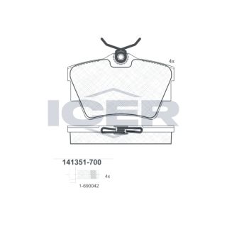 Stabdžių trinkelių rinkinys, diskinis stabdys ICER 141351-700