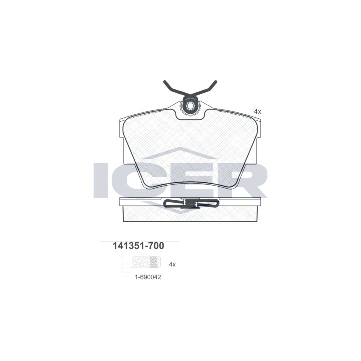 Stabdžių trinkelių rinkinys, diskinis stabdys ICER 141351-700