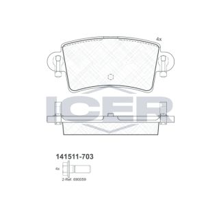 Stabdžių trinkelių rinkinys, diskinis stabdys ICER 141511-703