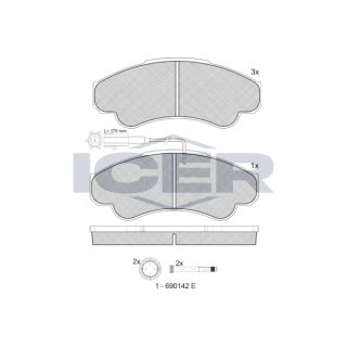 Stabdžių trinkelių rinkinys, diskinis stabdys ICER 141522-066