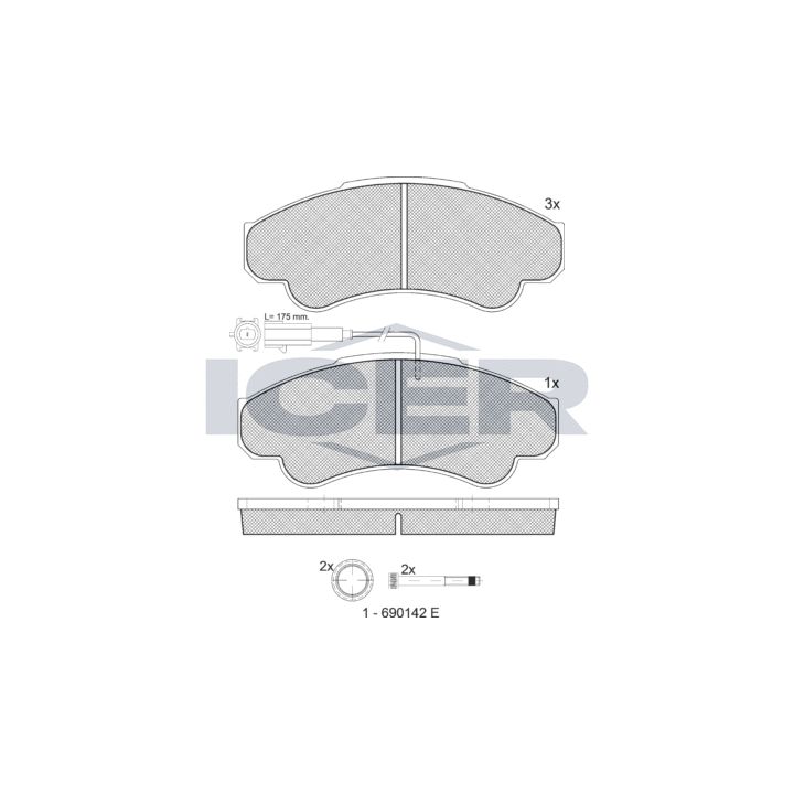 Stabdžių trinkelių rinkinys, diskinis stabdys ICER 141522-066