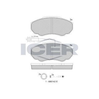 Stabdžių trinkelių rinkinys, diskinis stabdys ICER 141523-066