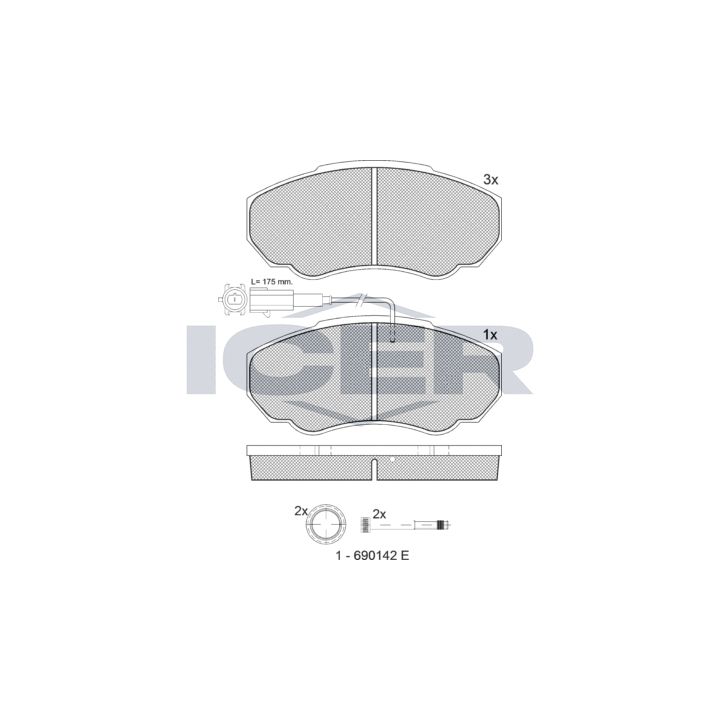 Stabdžių trinkelių rinkinys, diskinis stabdys ICER 141523-066