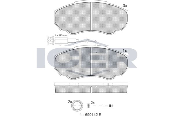 Stabdžių trinkelių rinkinys, diskinis stabdys ICER 141523-066