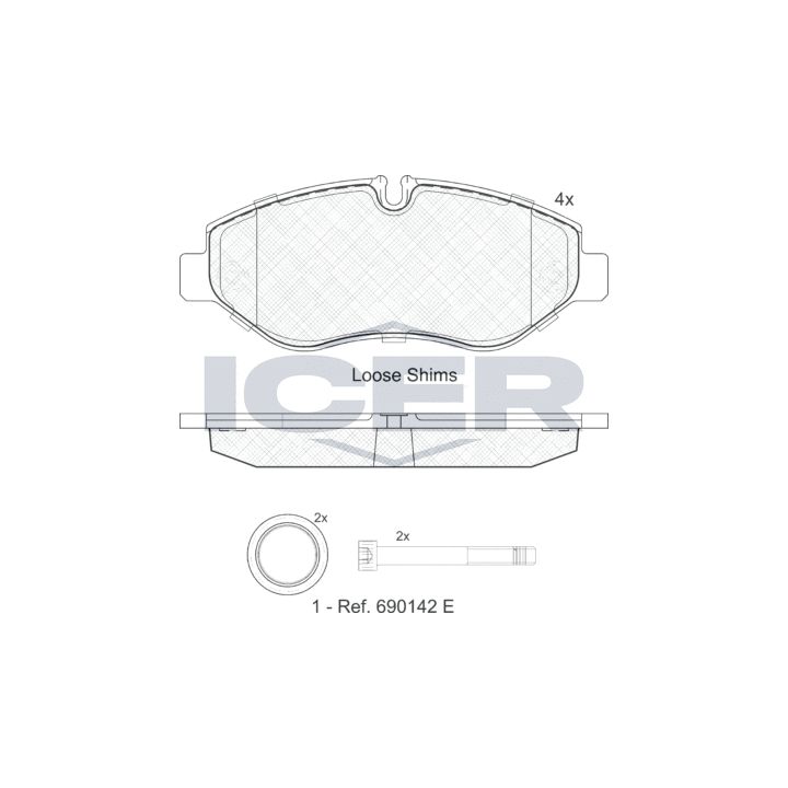 Stabdžių trinkelių rinkinys, diskinis stabdys ICER 141832