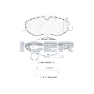 Stabdžių trinkelių rinkinys, diskinis stabdys ICER 141832-203