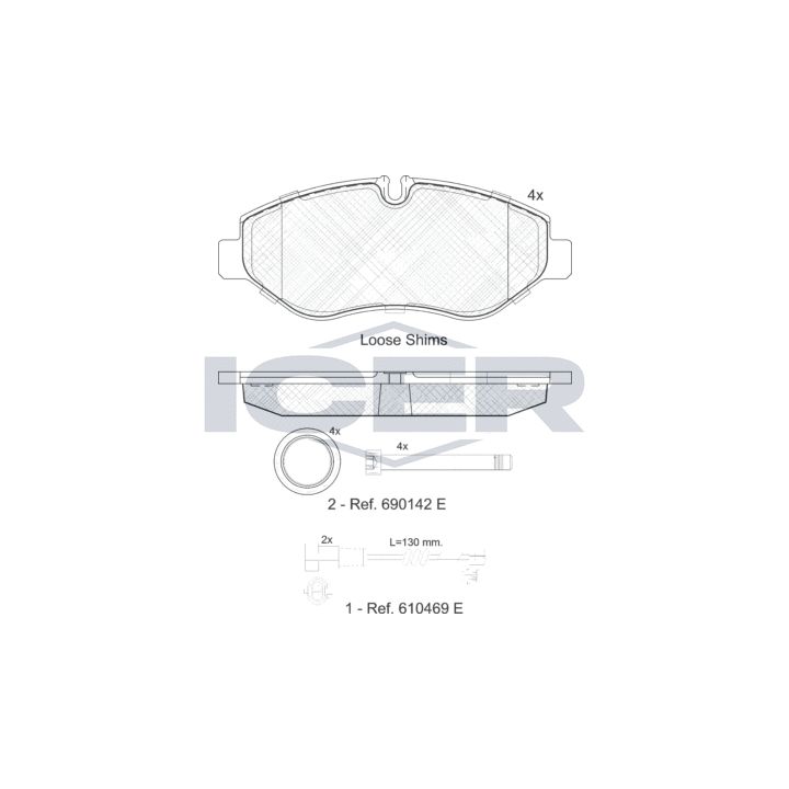 Stabdžių trinkelių rinkinys, diskinis stabdys ICER 141832-203