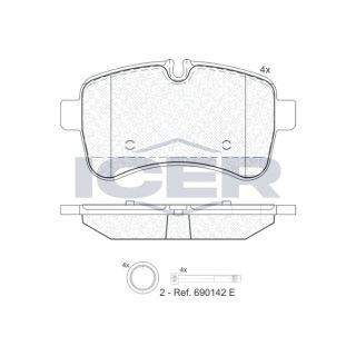 Stabdžių trinkelių rinkinys, diskinis stabdys ICER 141837