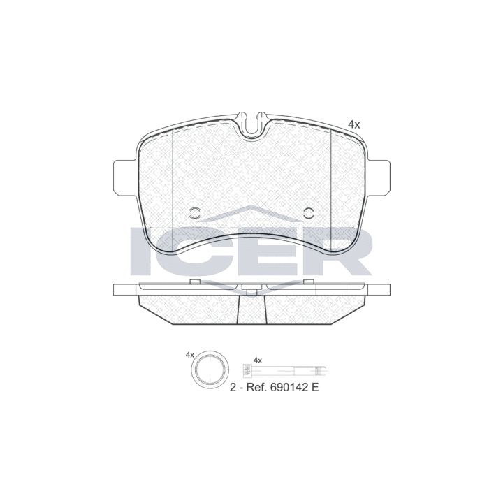 Stabdžių trinkelių rinkinys, diskinis stabdys ICER 141837
