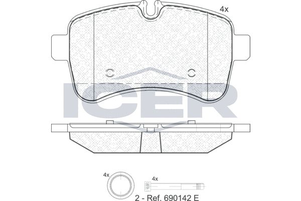 Stabdžių trinkelių rinkinys, diskinis stabdys ICER 141837
