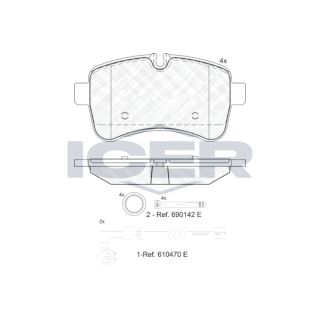 Stabdžių trinkelių rinkinys, diskinis stabdys ICER 141837-203