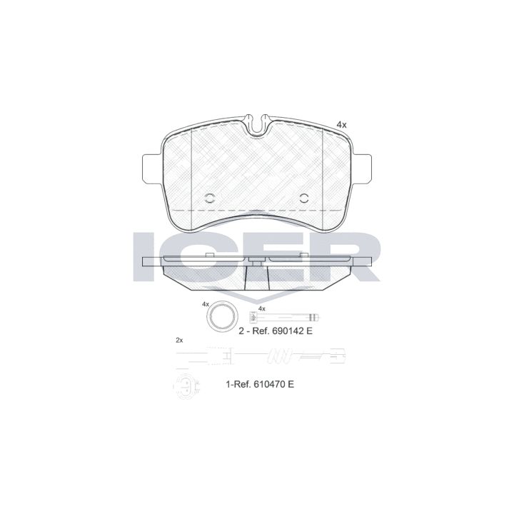 Stabdžių trinkelių rinkinys, diskinis stabdys ICER 141837-203