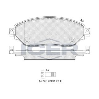 Stabdžių trinkelių rinkinys, diskinis stabdys ICER 142219