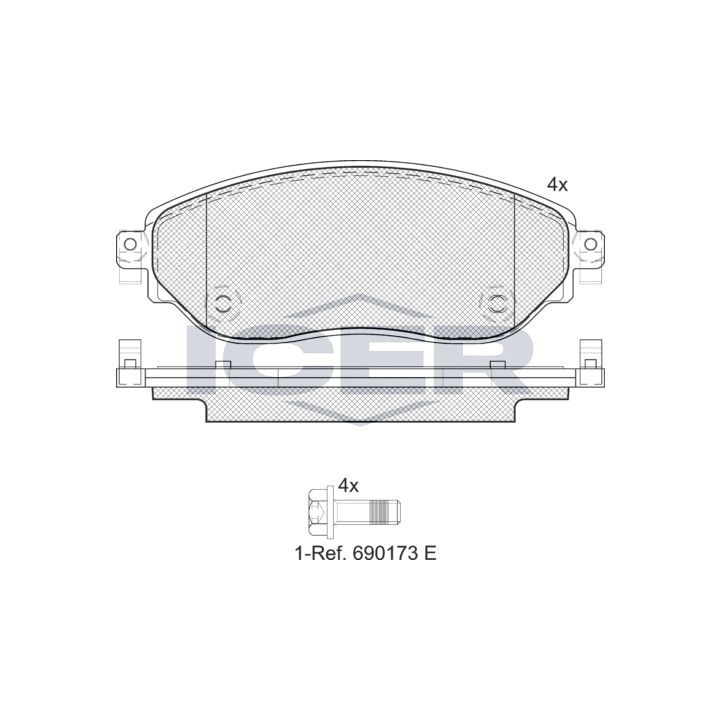 Stabdžių trinkelių rinkinys, diskinis stabdys ICER 142219