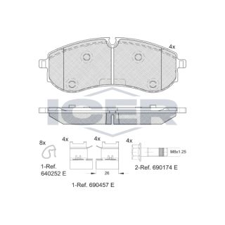 Stabdžių trinkelių rinkinys, diskinis stabdys ICER 142381
