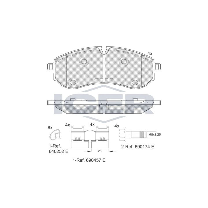 Stabdžių trinkelių rinkinys, diskinis stabdys ICER 142381