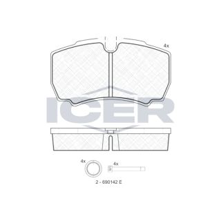 Stabdžių trinkelių rinkinys, diskinis stabdys ICER 151640