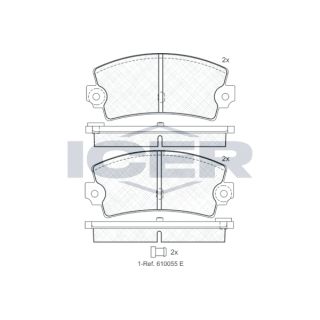 Stabdžių trinkelių rinkinys, diskinis stabdys ICER 180098