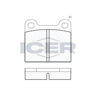 Stabdžių trinkelių rinkinys, diskinis stabdys ICER 180162