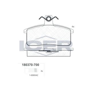 Stabdžių trinkelių rinkinys, diskinis stabdys ICER 180370-700