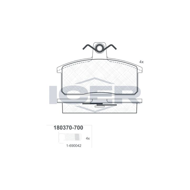 Stabdžių trinkelių rinkinys, diskinis stabdys ICER 180370-700
