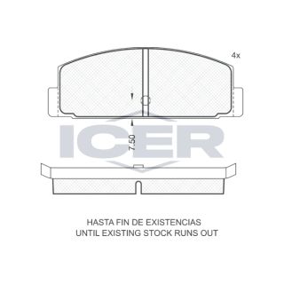Stabdžių trinkelių rinkinys, diskinis stabdys ICER 180391