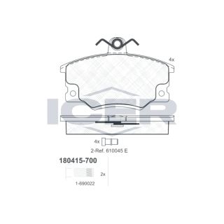 Stabdžių trinkelių rinkinys, diskinis stabdys ICER 180415-700