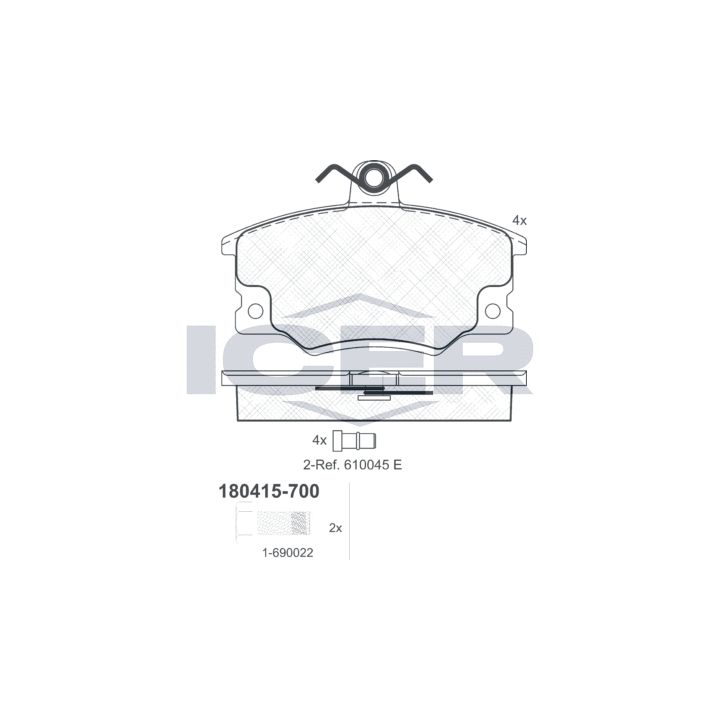 Stabdžių trinkelių rinkinys, diskinis stabdys ICER 180415-700