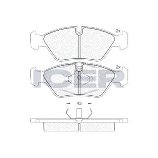 Stabdžių trinkelių rinkinys, diskinis stabdys ICER 180423